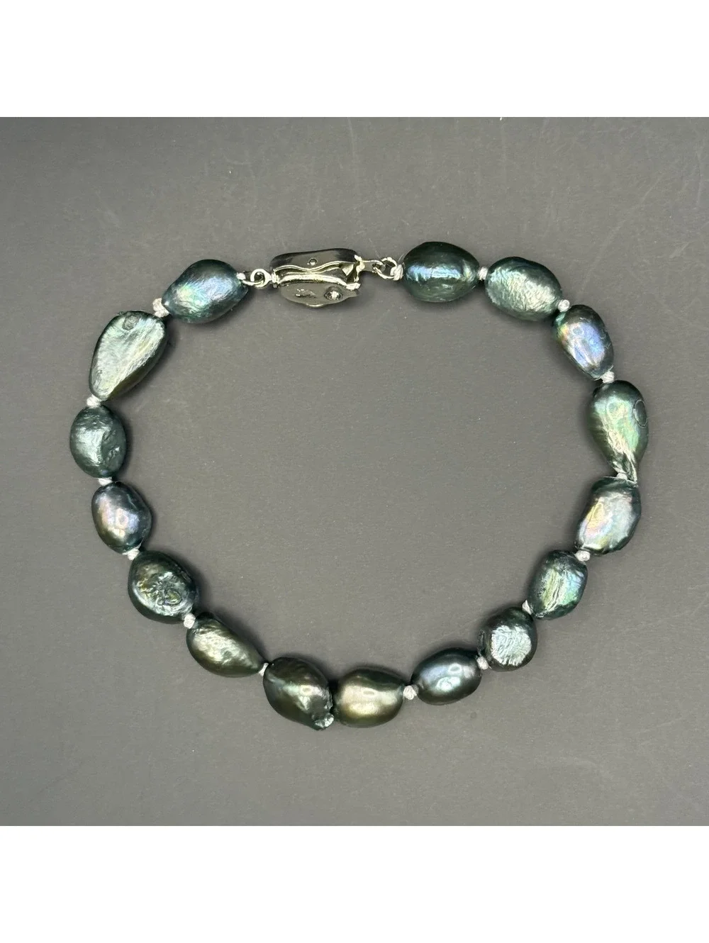 candy+clover Blue Green Baroque Freshwater Pearl Nugget Bracelet